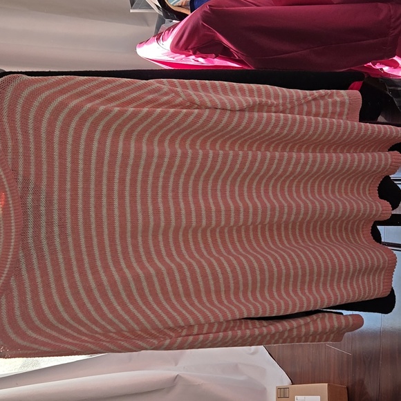Striped Pink and White Women's Sweater - Picture 6 of 6
